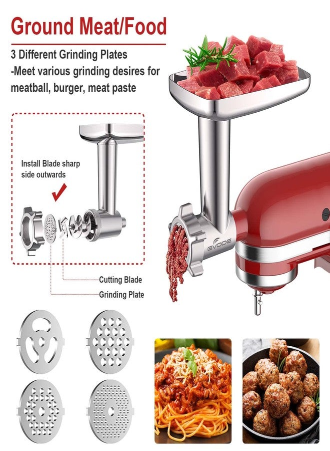GVODE Meat Grinder and Cheese Grater Attachment for KitchenAid Stand Mixer, Slicer Shredder & Meat Grinder with Sausage Stuffer, 2 Pcs for KitchenAid Accessories and Attachments - Image 2